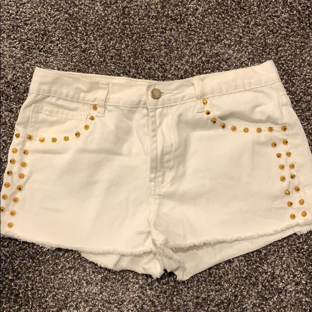 White jean shorts